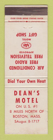 Matchbook Cover - Dean's Motel Boston MA