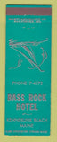 Matchbook Cover - Bass Rock Hotel Kennebunk Beach ME TEAL