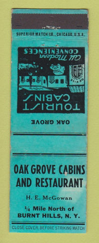 Matchbook Cover - Oak Grove Cabins Restaurant Burnt Hills NY WEAR