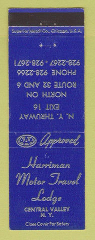 Matchbook Cover - Harriman Motor Travel Lodge Central Valley NY