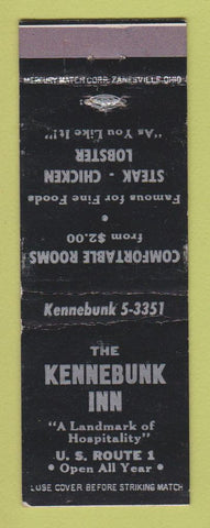 Matchbook Cover - Kennebunk Inn ME BLACK WEAR