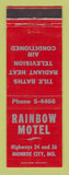 Matchbook Cover - Rainbow Motel Monroe City MO