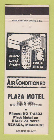 Matchbook Cover - Plaza Motel Nevada MO
