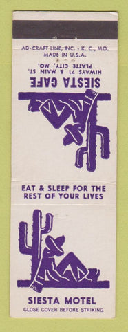 Matchbook Cover - Siesta Motel Cafe Platte City MO
