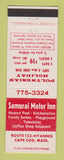 Matchbook Cover - Samurai Motor Inn Hyannis MA Cape Cod