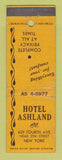 Matchbook Cover - Hotel Ashland New York City WEAR