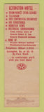 Matchbook Cover - Lexington Motel Lexington =VA