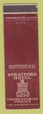 Matchbook Cover - Stratford Hotel Fredericksburg VA WEAR
