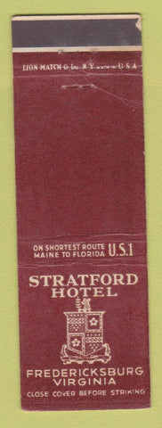 Matchbook Cover - Stratford Hotel Fredericksburg VA WEAR