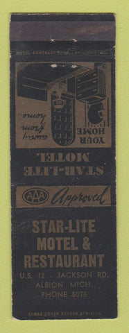 Matchbook Cover - Star Lite Motel Restaurant Albion MI WEAR