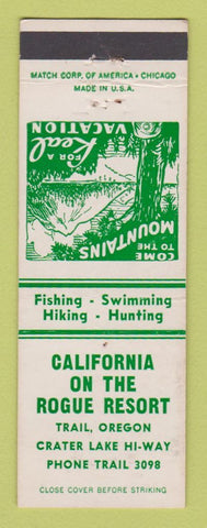 Matchbook Cover - California on the Rogue Resort Trail OR