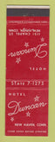 Matchbook Cover - Hotel Duncan New Haven CT