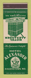 Matchbook Cover - Hotel Alexander Hagerstown MD