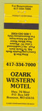 Matchbook Cover - Ozark Western Motel Branson MO