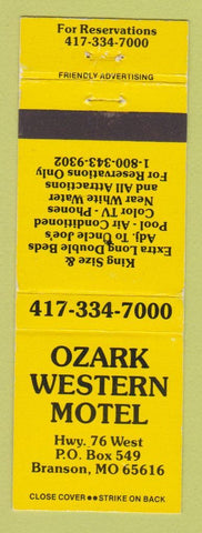 Matchbook Cover - Ozark Western Motel Branson MO