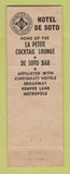 Matchbook Cover - Hotel DeSoto St Louis MO