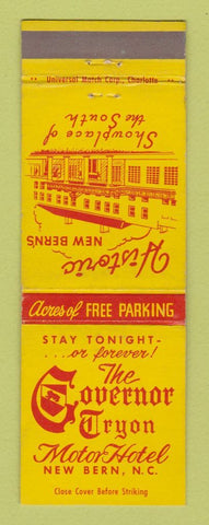Matchbook Cover - Governor Tryon Motor Hotel New Bern NC