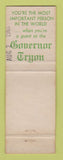 Matchbook Cover - Governor Tryon Motor Hotel New Bern NC