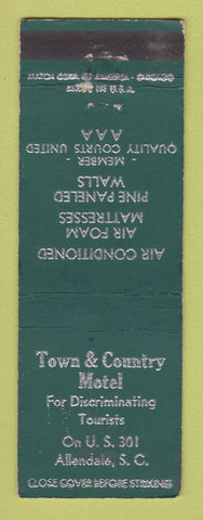 Matchbook Cover - Town & Country Motel Allendale SC