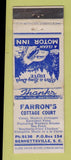 Matchbook Cover - Farron's Cottage Court Motel Bennettsville SC WORN
