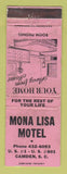 Matchbook Cover - Mona Lisa Motel Camden SC WORN
