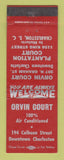 Matchbook Cover - Orvin Court Plantation Court Charleston SC