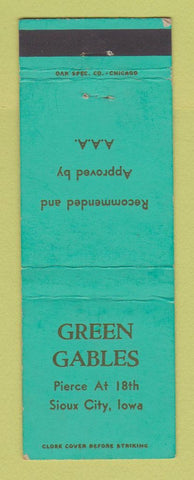 Matchbook Cover - Green Gables Sioux City IA WEAR