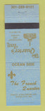 Matchbook Cover - French Quarter Ocean City MD