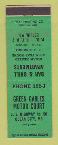 Matchbook Cover - Green Gables Motor Court Ocean City MD