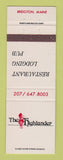 Matchbook Cover - The Highlander Restaurant Lodging Brigton ME