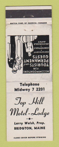 Matchbook Cover - Top Hill Motel Lodge Bridgton ME WEAR