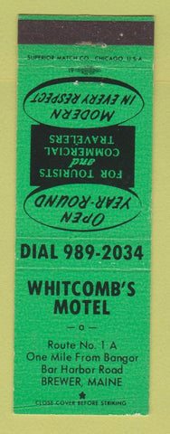 Matchbook Cover - Whitcomb's Motel Brewer ME