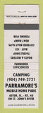 Matchbook Cover - Parramore's Mobile Home Park Camping Astor FL