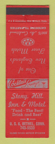 Matchbook Cover - Stony Hill Inn Motel Bethel CT