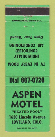 Matchbook Cover - Aspen Motel Loveland Colorado