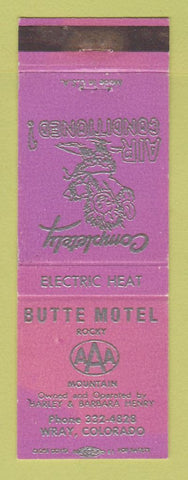 Matchbook Cover - Butte Motel Wray Colorado Eskimo WEAR