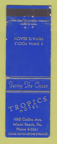 Matchbook Cover - Tropics Hotel Miami Beach FL WORN