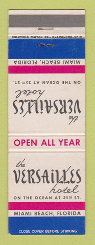 Matchbook Cover - Versailles Hotel Miami Beach FL