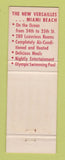 Matchbook Cover - Versailles Hotel Miami Beach FL
