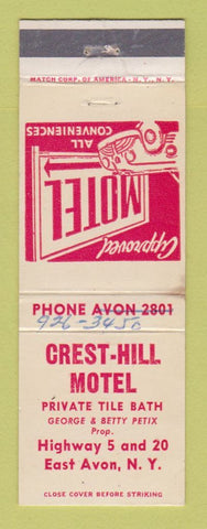 Matchbook Cover - Crest Hill Motel East Avon NY WEAR