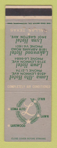 Matchbook Cover - Hotels Loma Alto Lawn Lynn Lakewood Dallas TX