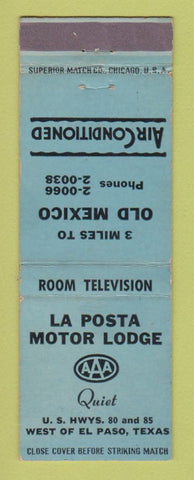 Matchbook Cover - La Posta Motor Lodge El Paso TX