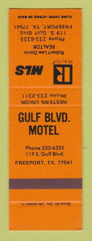 Matchbook Cover - Robert Lee Davis Real Estate Gulf Blvd Motel Freeport TX