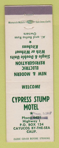 Matchbook Cover - Cypress Stump Motel Cayucos by the Sea CA WEAR