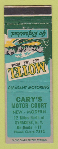 Matchbook Cover - Cary's Motor Court Syracuse NY