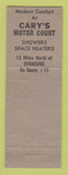 Matchbook Cover - Cary's Motor Court Syracuse NY