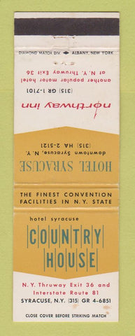 Matchbook Cover - Hotel Syracuse NY Country House Northway Inn