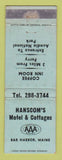 Matchbook Cover - Hanscom's Motel Cottages Bar Harbor ME WEAR