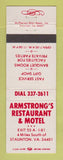 Matchbook Cover - Armstrong's Restaurant Motel Staunton VA