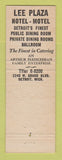 Matchbook Cover - Lee Plaza Hotel Motel Detroit MI